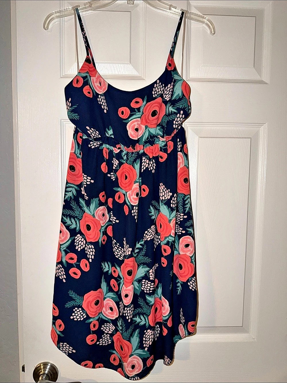 Paper Crown Floral Mini Dress in Blue & Red